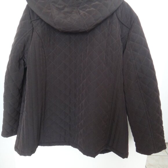 Braetan Womens Plus Jacket /Coat Brown Quilted Hooded Faux Fur Lining Sz 2X - Picture 6 of 16